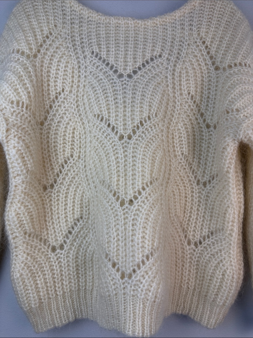 Sezane Pull Simone Knit Jumper Sweater Open Knit XS Mohair Wool Clean Beauty - Picture 4 of 16